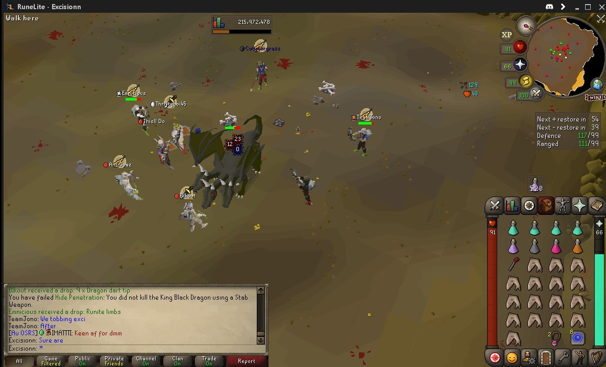 Au OSRS clan king black dragon mass event