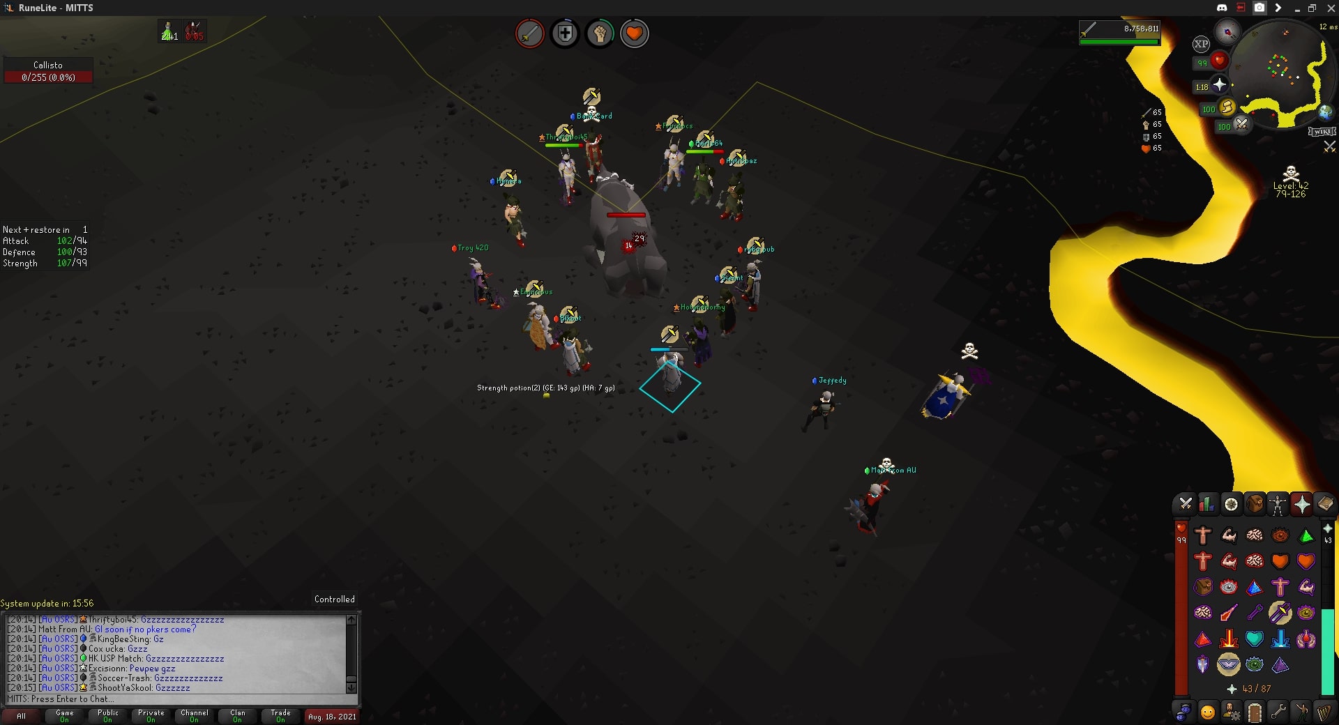 Au OSRS clan callisto mass event