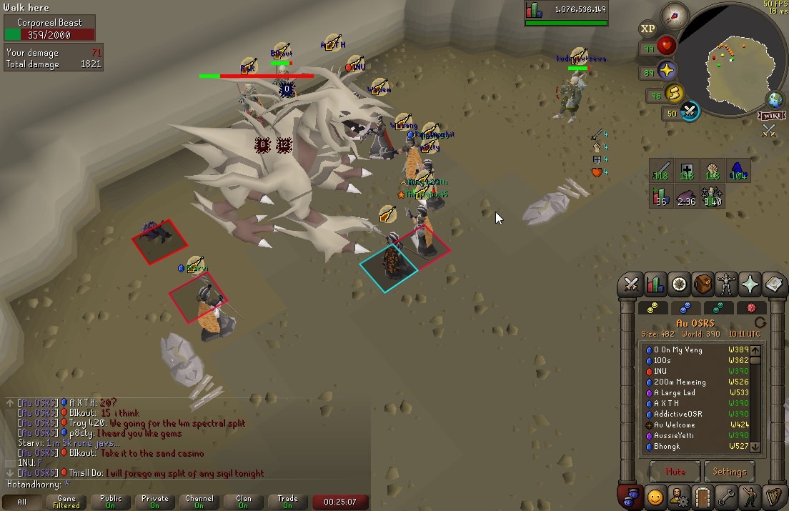Au OSRS clan double world corp mass event