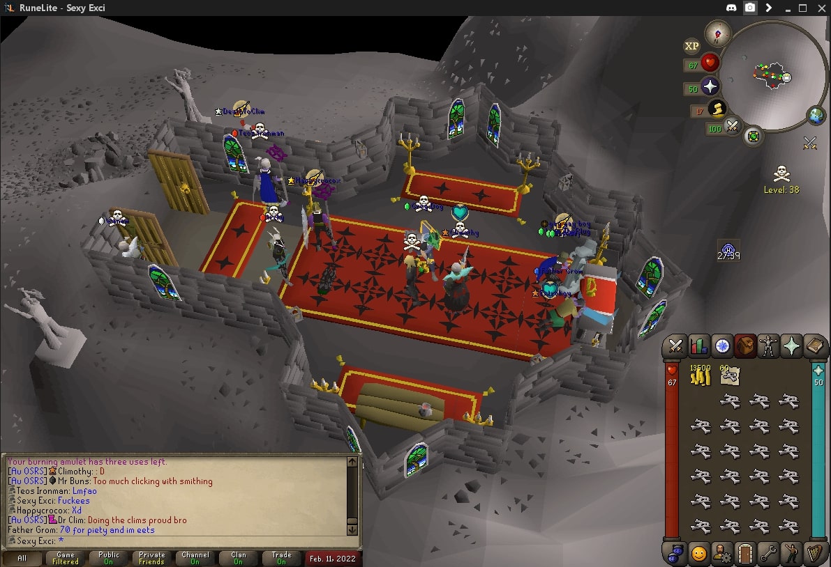 Au OSRS clan wildy altar protectors and skillers event