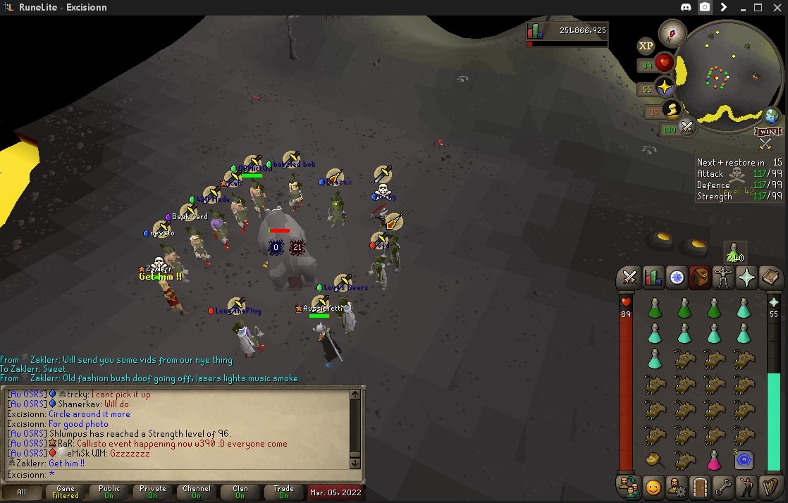 Au OSRS clan callisto mass event